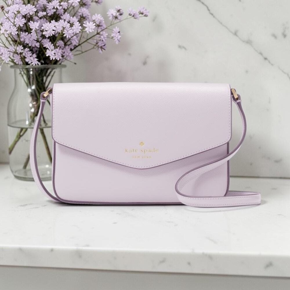Kate Spade Sadie Envelope Crossbody Leather Purse in Pastel Lavender k7378
